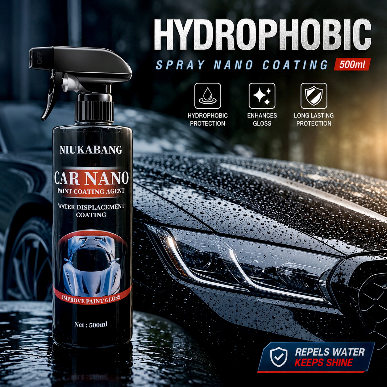 NIUKABANG Spray Nano Coating Hydrophobic Car Paint Protection 500ml - N500