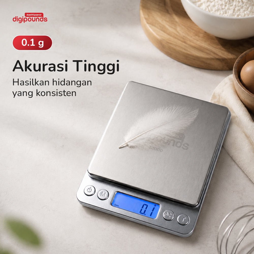 Taffware Digipounds Timbangan Dapur Mini Digital Scale 1kg 0.1g - i2000
