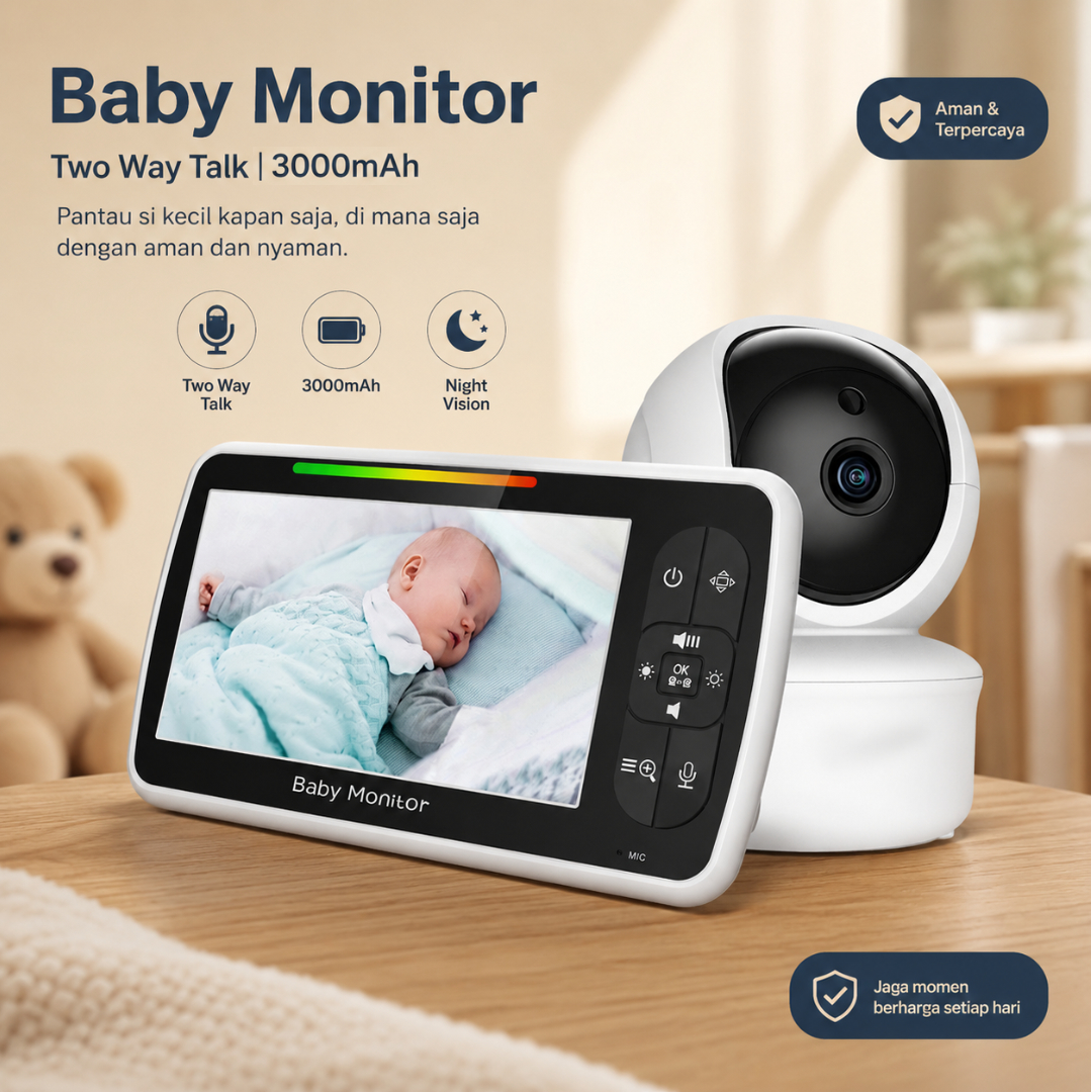 IBNUNU Baby Monitor CCTV Display Camera Two Way Talk 5 Inch 3000mAh - SM650