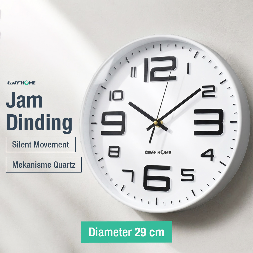 TaffHOME Jam Dinding Bulat Quartz Silent Movement 29cm - H6588