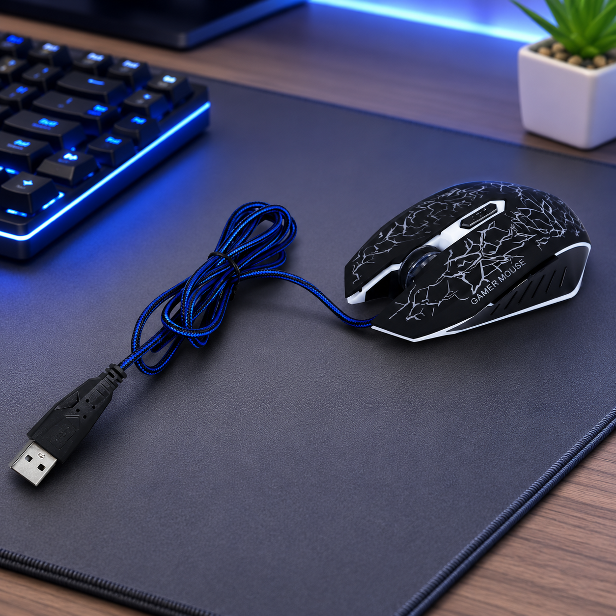 ONEVAN Mouse Gaming LED Colorful Crack 6D Button Ergonomic 4800 DPI - M20