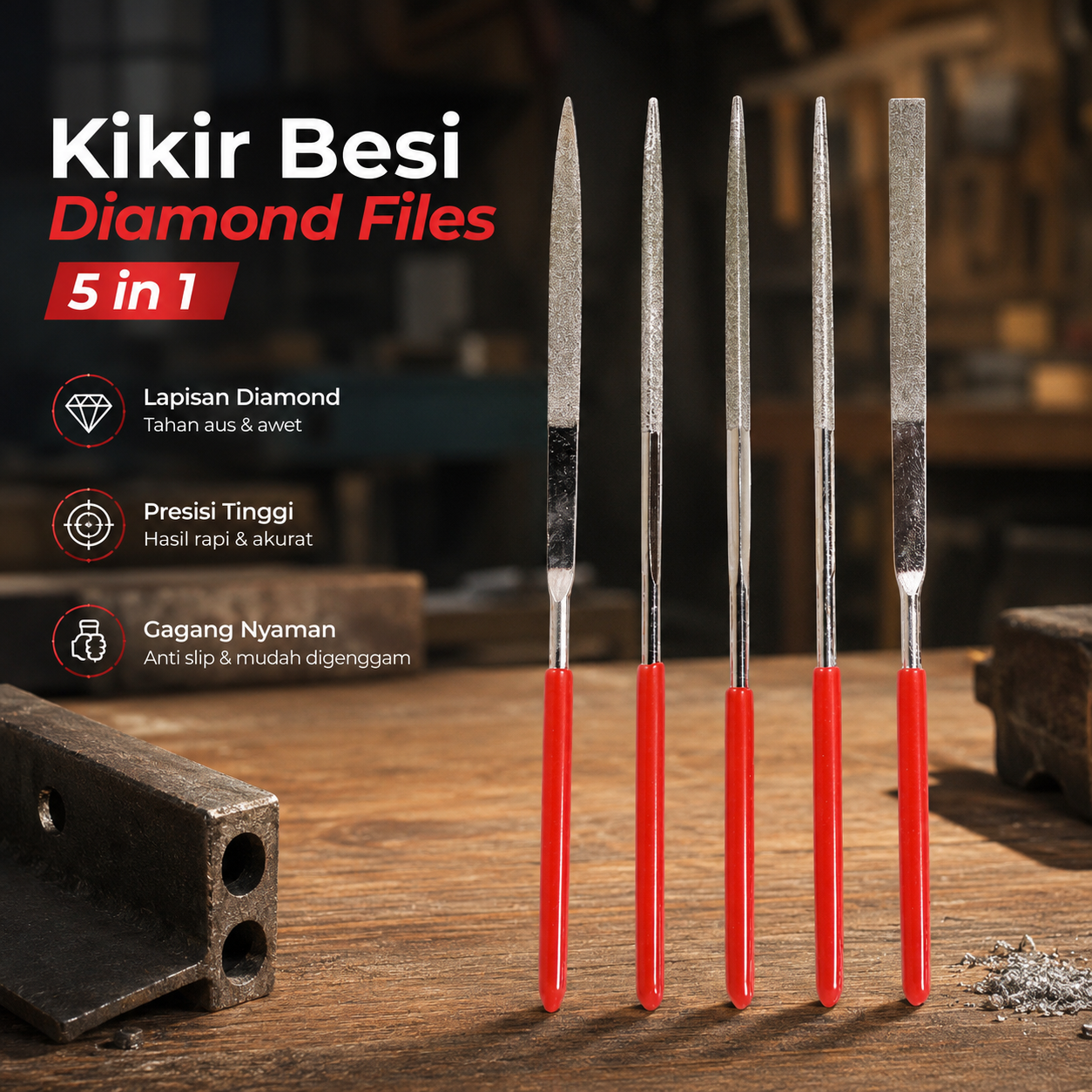 Diamond Needle Files Carving 5 in 1 Pisau Kikir Pahat - JM-FL1-1