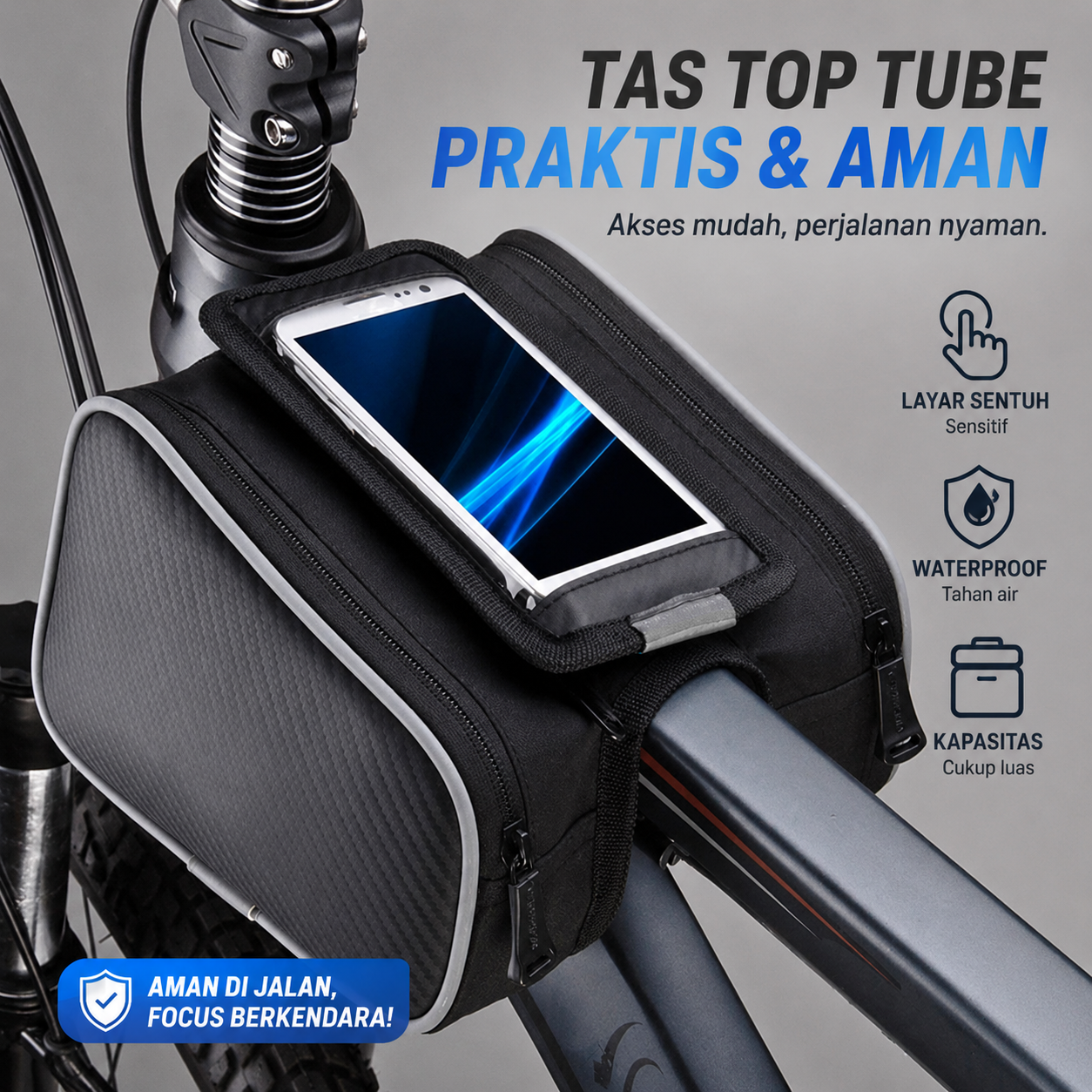 ROSWHEEL Tas Sepeda Bicycle Bag Waterproof dengan Case Smartphone - ROS12