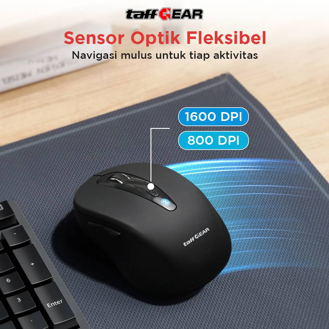 TaffGEAR Mouse Bluetooth Wireless Optical 5.2 Ergonomic 6 Key 1600DPI - PWM-601