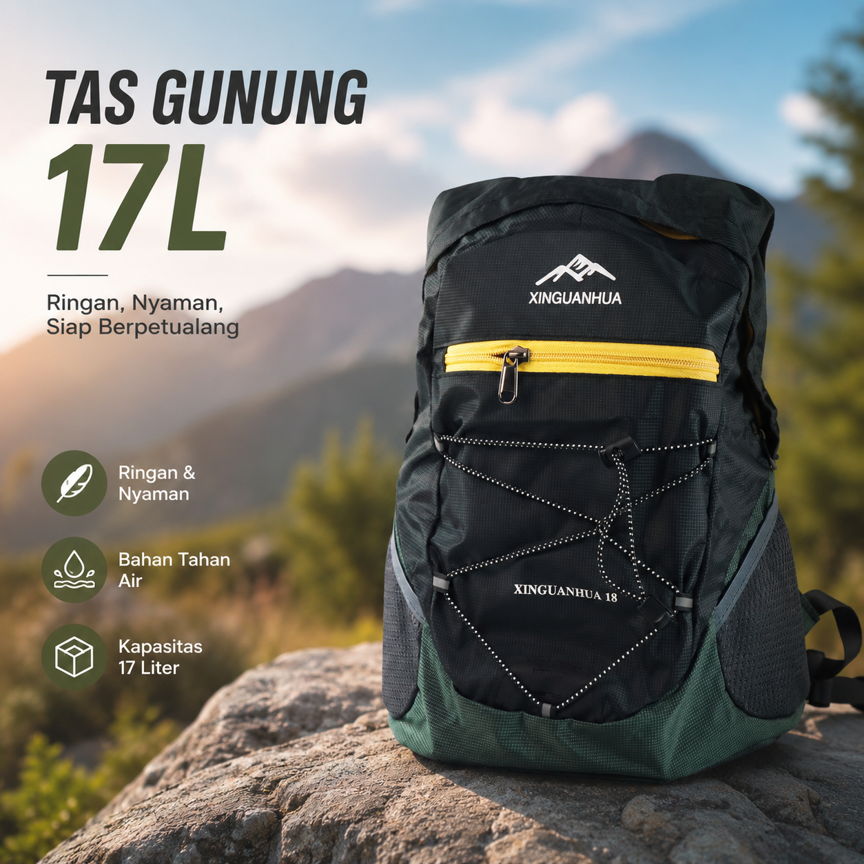 XINGUANHUA Tas Gunung Ransel Lipat Travel Backpack Waterproof 17L - XA94WD
