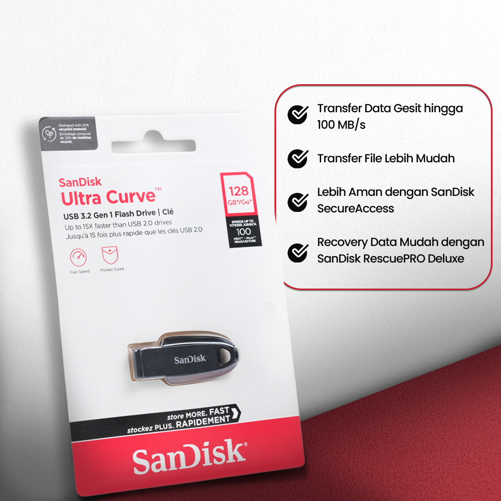 SanDisk Ultra Curve Flashdisk USB 3.2 Gen 1 - SDCZ550