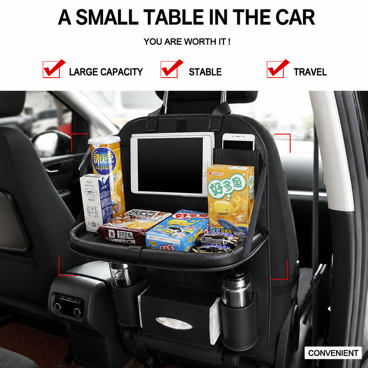 SEAMETAL Tas Gantung Kursi Belakang Mobil Backseat Organizer with Meja - C37275