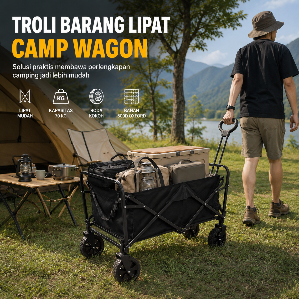 PROD Troli Barang Lipat Camp Wagon 600D Oxford Small Size - PR55