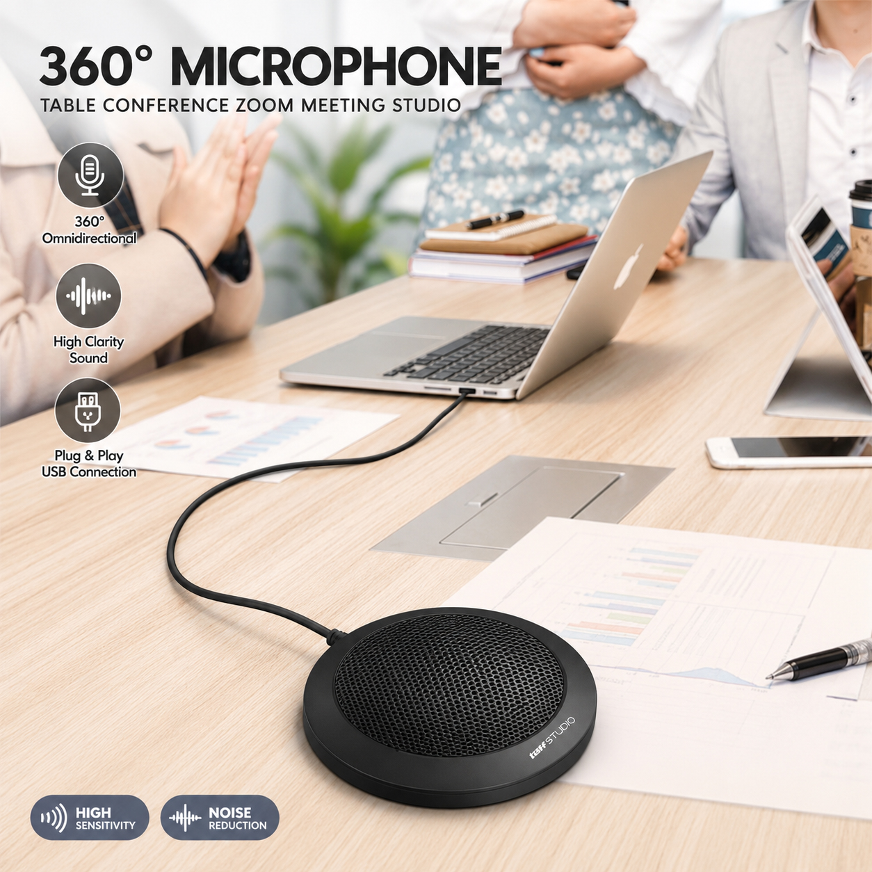 TaffSTUDIO Mic Meja Wired 360 Degree Microphone Table Conference - iTalk-02