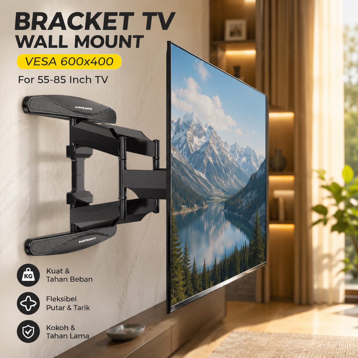 NBJOHSON Bracket TV Wall Mount VESA 600x400 for 55-85 Inch TV - P65