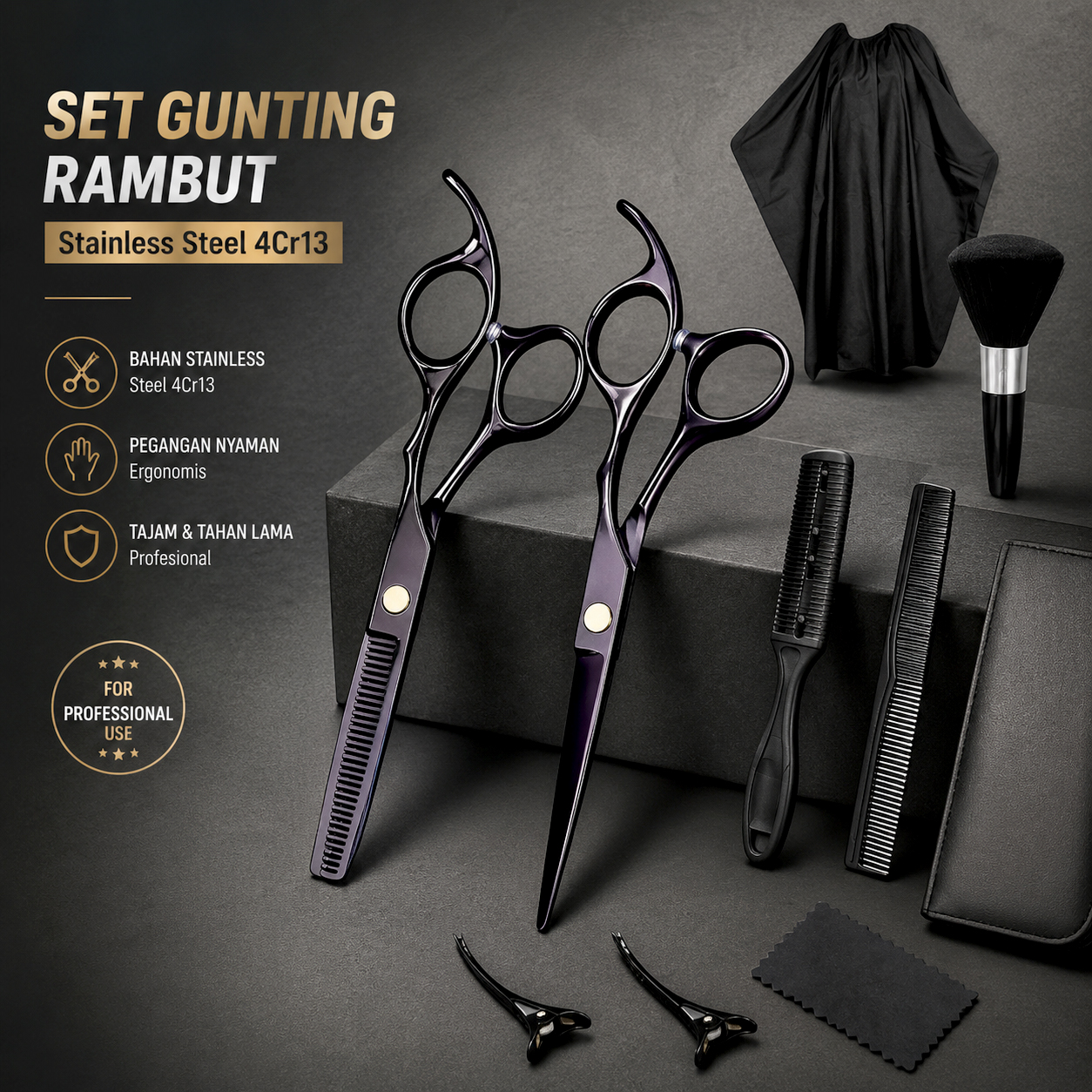 Biutte.co Set Gunting Rambut Salon 9in1 Buffing Stainless Steel 4Cr13 - KL9