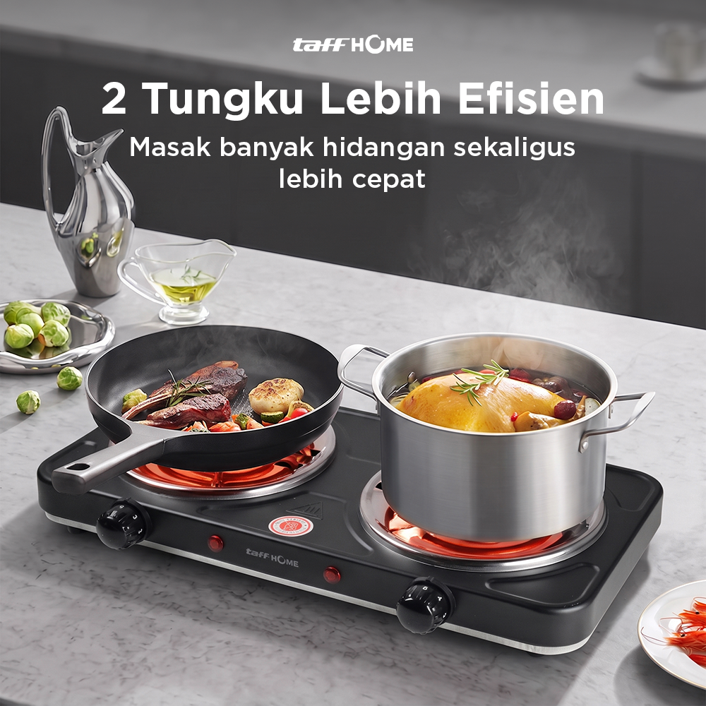 IPAN Kompor Listrik 2 Tungku Adjustable 5 Gear Coil Hot Plate 2000W - JX-2020B