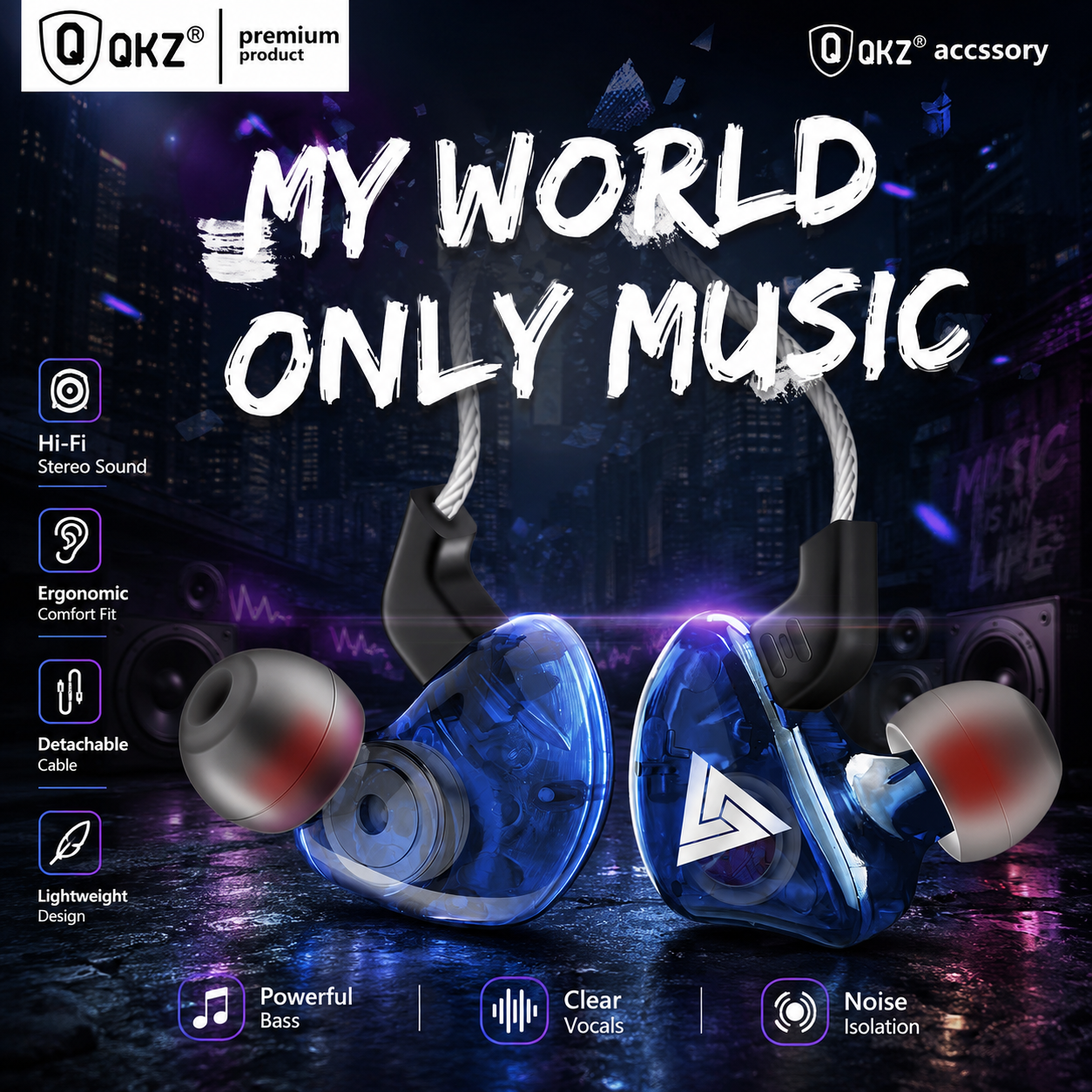 QKZ Earphone In-Ear HiFi dengan Microphone - QKZ-CK5