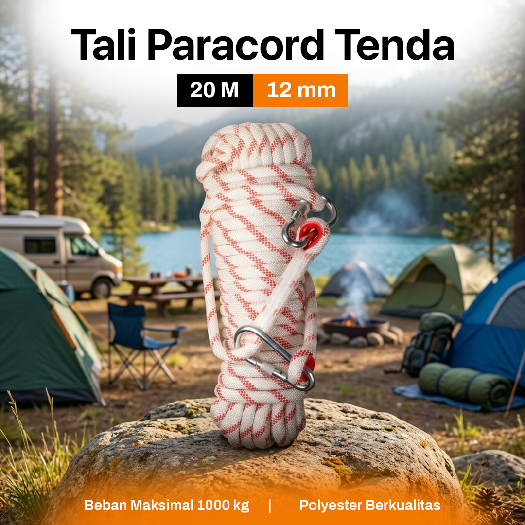 Tali Paracord Tenda Outdoor Rope Steel Buckle 11-12mm 20M - SC12