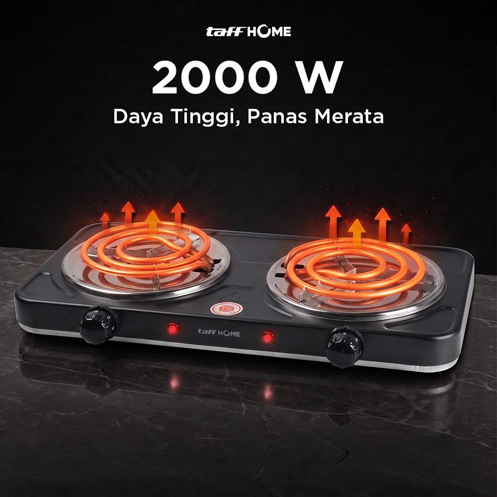 IPAN Kompor Listrik 2 Tungku Adjustable 5 Gear Coil Hot Plate 2000W - JX-2020B