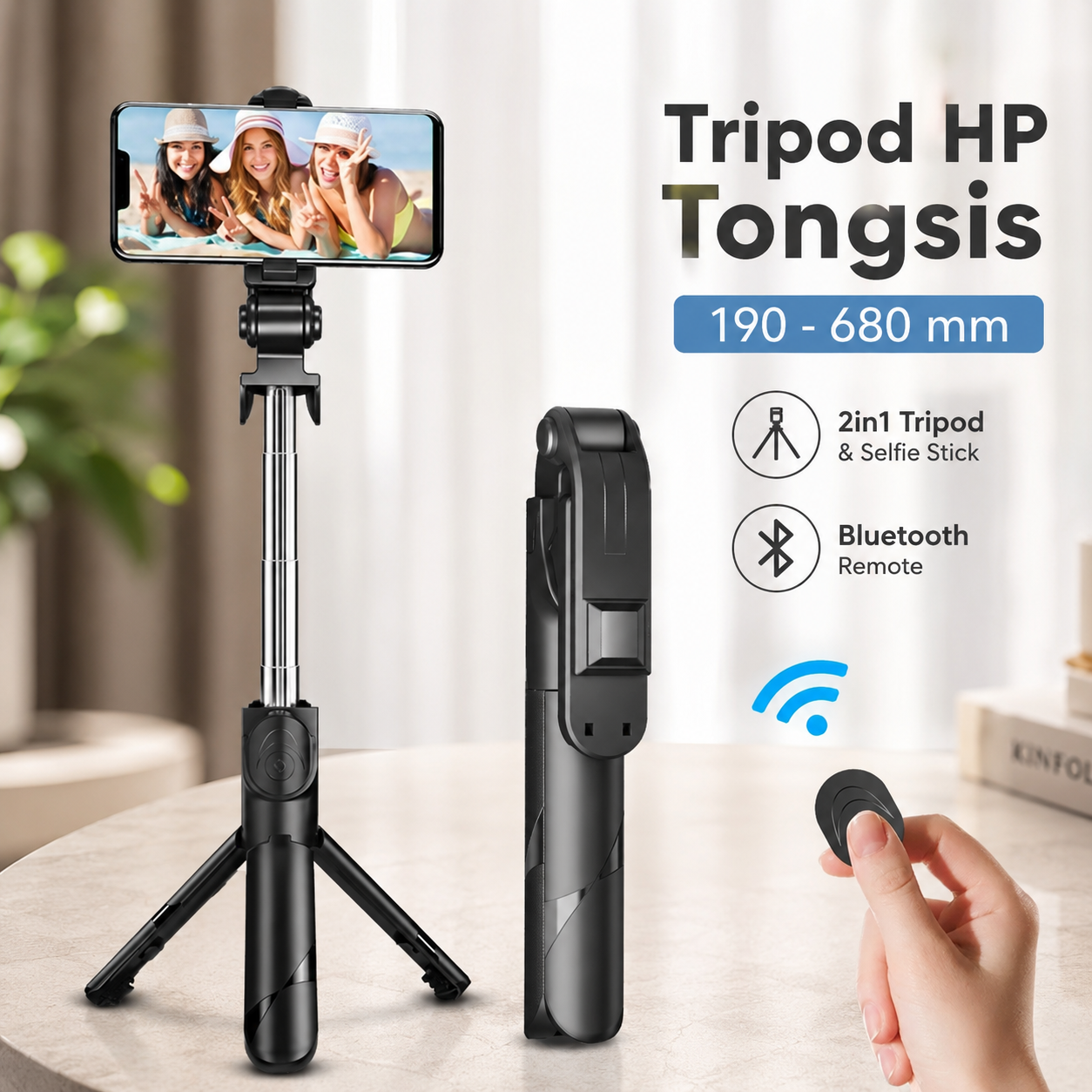 TaffSTUDIO Tripod HP Tongsis Monopod Portable with Bluetooth Remote - XT-02