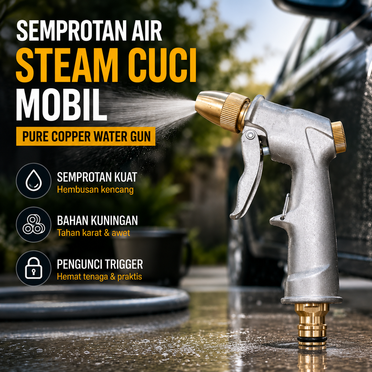 Carzkool Semprotan Air Steam Cuci Mobil Pure Copper Water Gun - CZ207