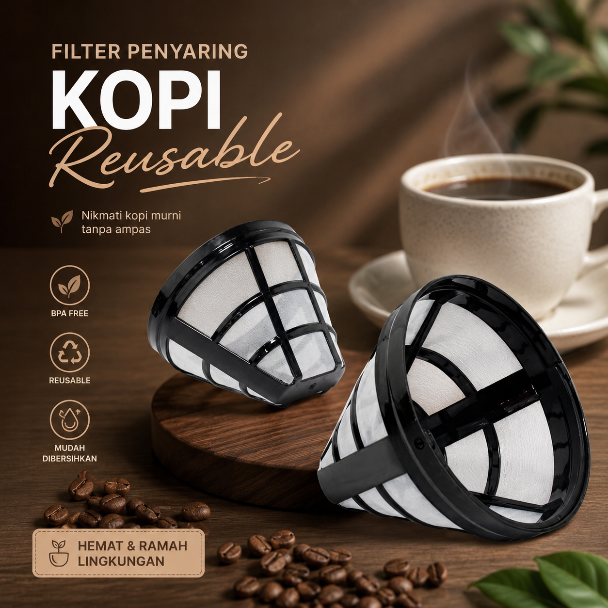 One Two Cups Filter Penyaring Kopi Basket Cup Coffee Filter Reusable - RF60