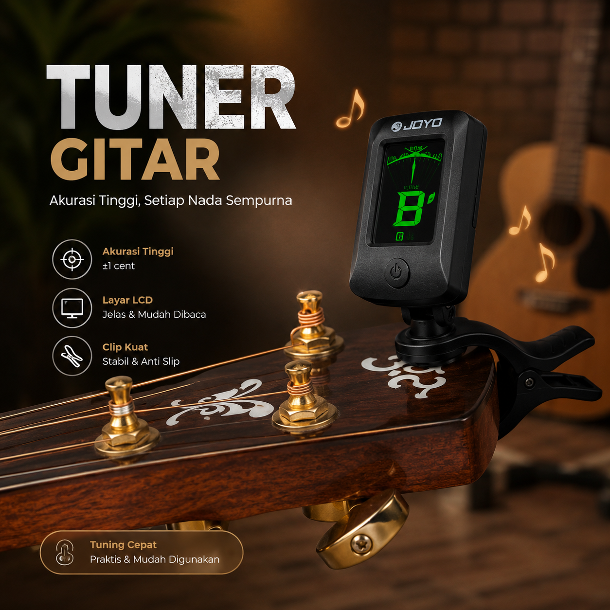 JOYO Tuner Gitar Digital Chromatic LCD Display - JT-06