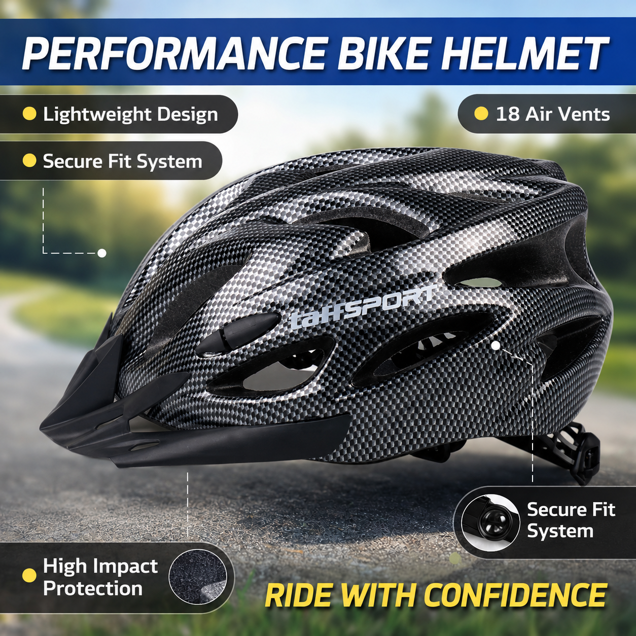 TaffSPORT Helm Sepeda Road Bike Ultralight Bicycle Helmet 18 Air Vent - X40