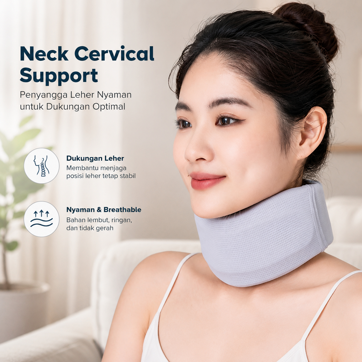 DELMU Penyangga Leher Collar Neck Cervical Support Adjustable Size L - D-34