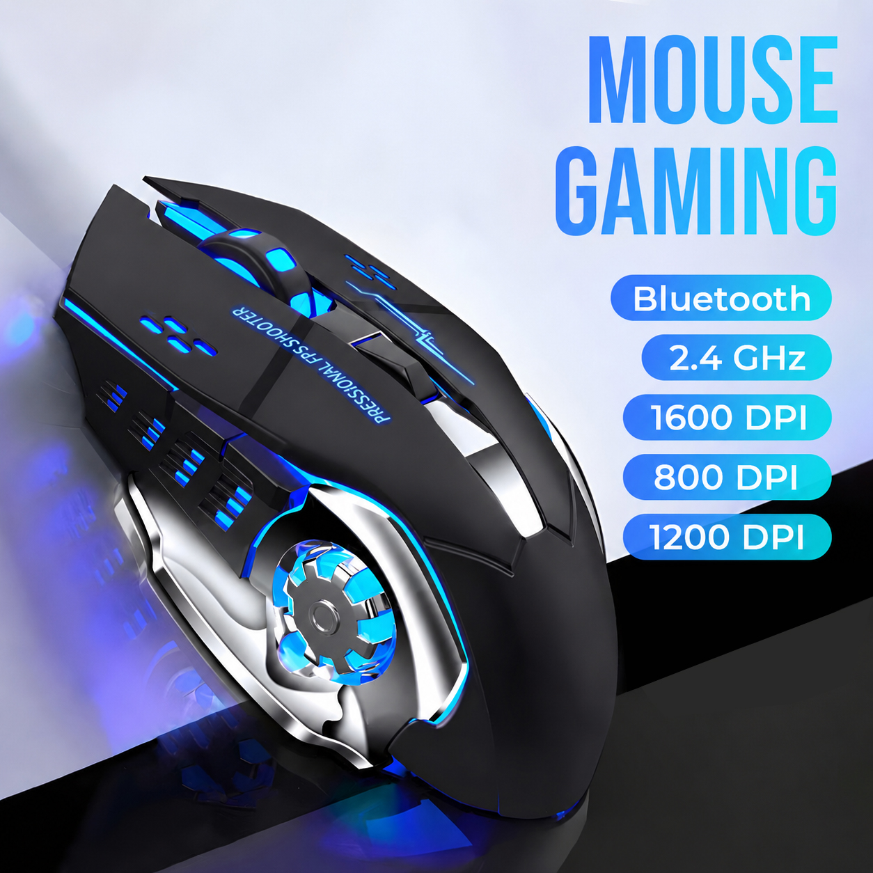 T-WOLF Mouse Gaming Wireless Bluetooth Optical 2.4GHz Silent 1600DPI - Q13