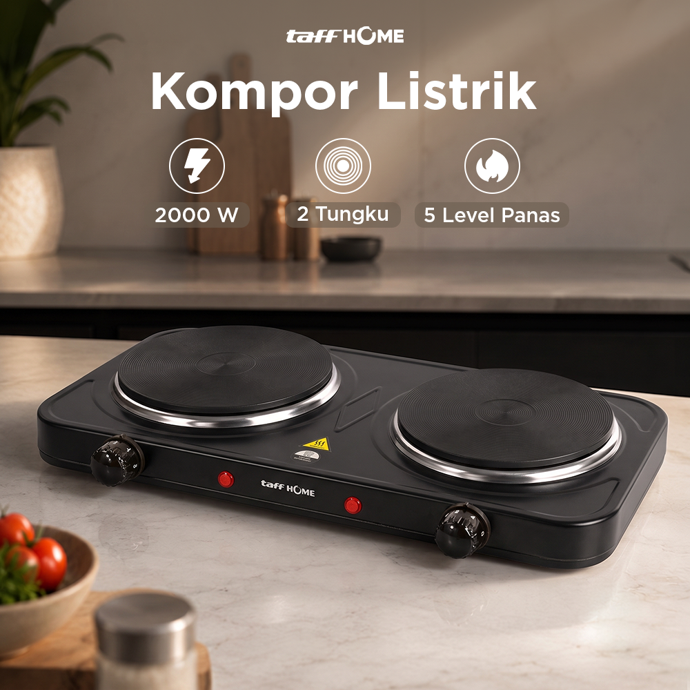 Taffware Kompor Listrik 2 Tungku Portable Hot Plate 2000W - WY-04B