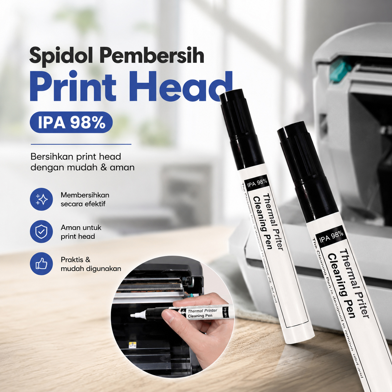 Spidol Pembersih Print Head Thermal Cleaning Pen Maintenance IPA 98%