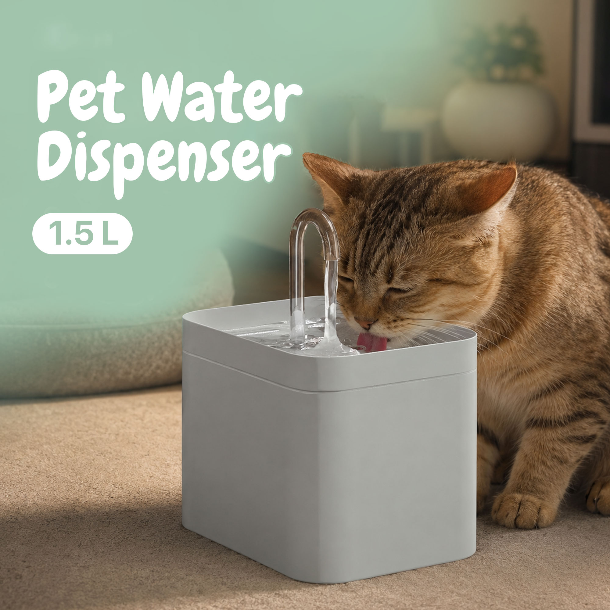 BaoRun Tempat Minum Hewan Elektrik Dispenser Cat Water Fountain 1.5L - PAT220V