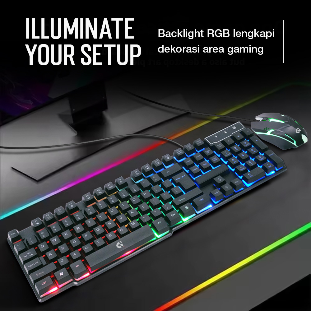 TaffGEAR Gaming Keyboard LED with Mouse - 832