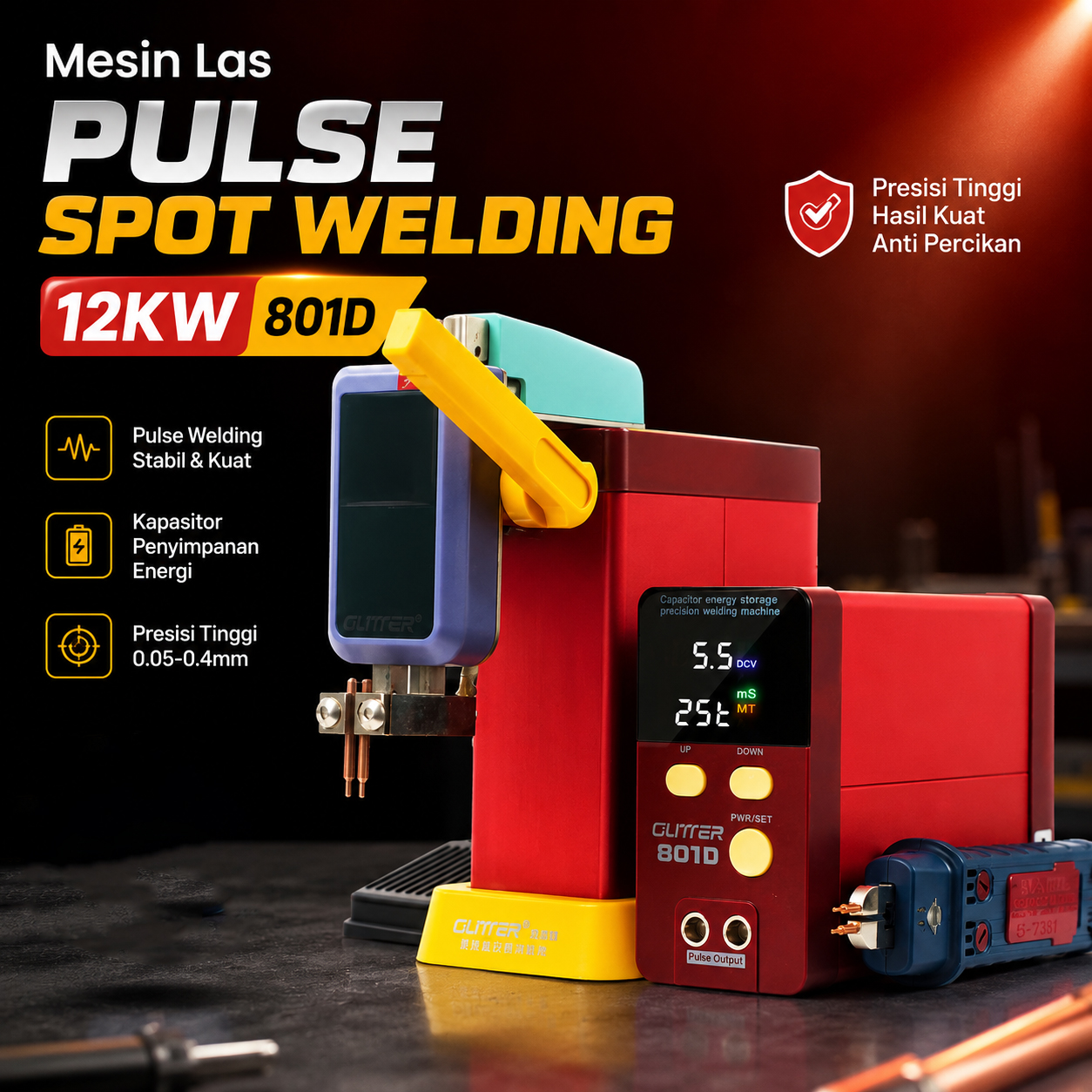 GLITTER Sunkko Mesin Las Pulse Spot Welding Machine 12KW 220V - 801D