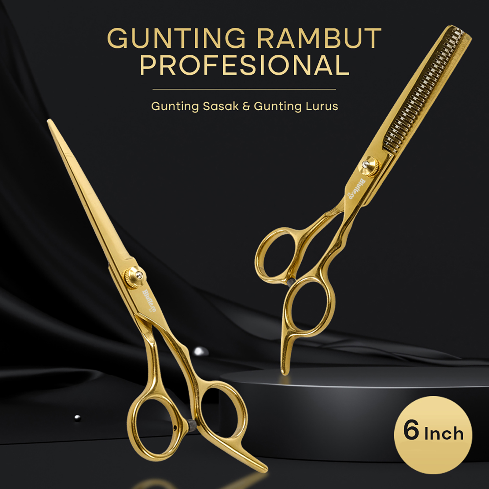 Biutte.co Gunting Rambut Lurus Sasak Buffing Stainless Steel 4Cr13 - N2