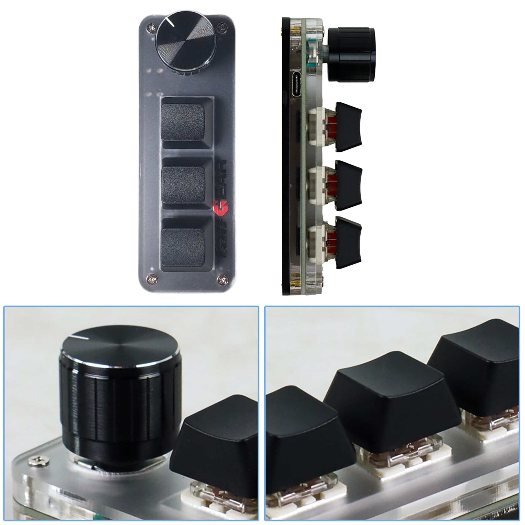 VODOOL 3 Key Mechanical Keyboard USB Gaming Shortcut with Knob - VD3