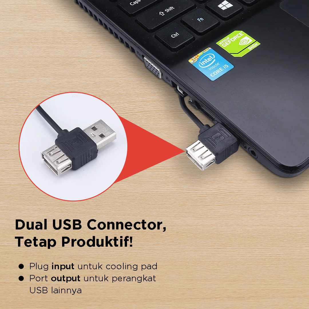 TaffGEAR Cooling Pad Laptop Kipas Pendingin Ultra Thin 1 Fan 14 Inch - V19