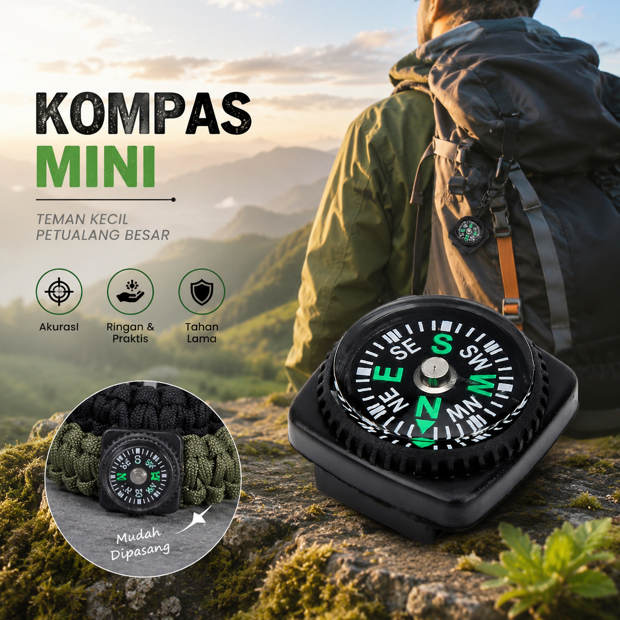 SUUNTO Kompas Mini Serbaguna untuk Strap Jam Tangan