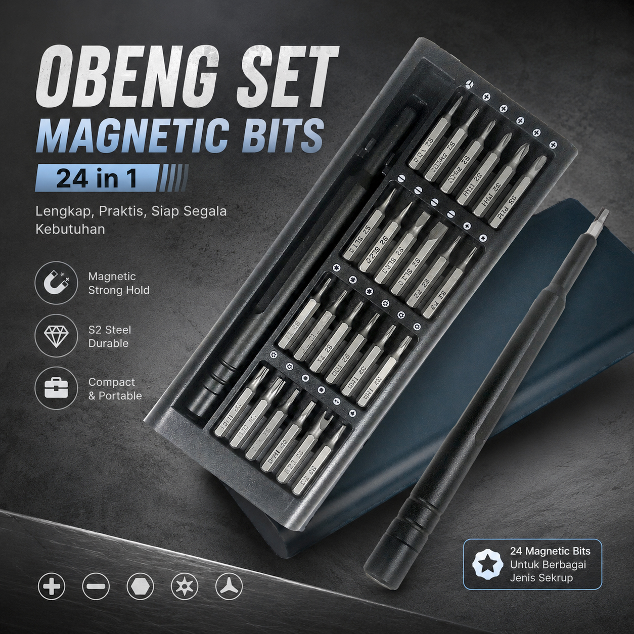 Xzante Wiha Obeng Set Magnetic Bits 24 in 1 - W24