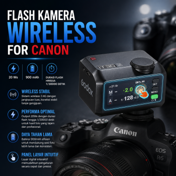 Godox Flash Kamera Wireless 2.4GHz DSLR Mirrorless TTL 900mAh 20Ws - iT30Pro