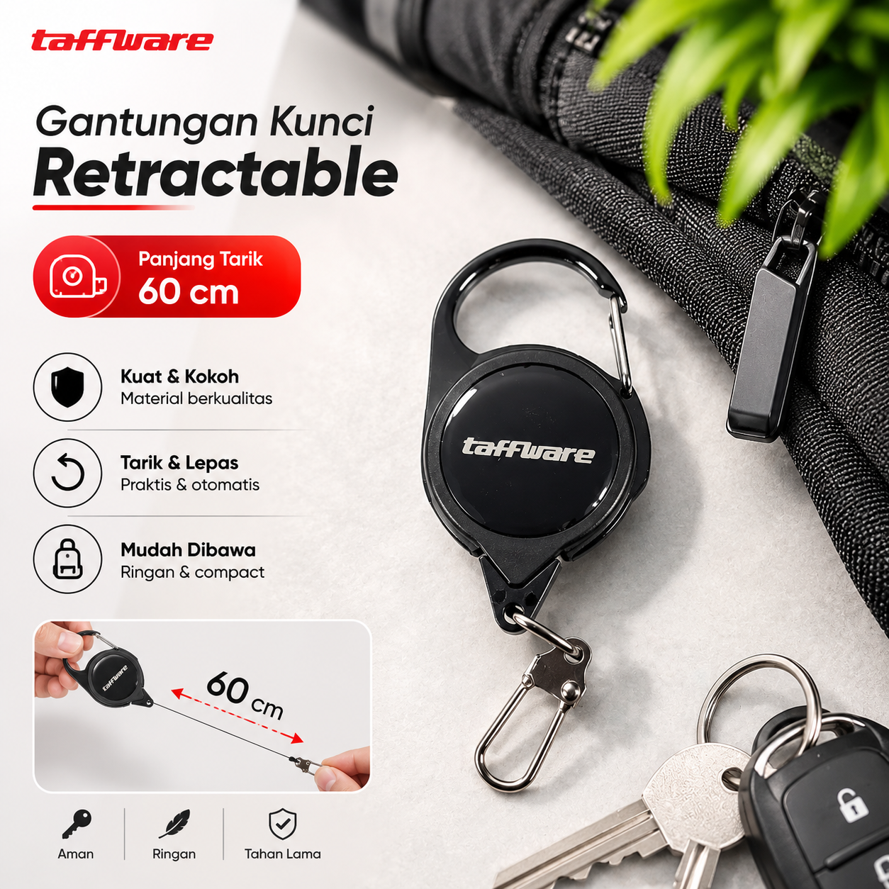 Taffware Gantungan Kunci Retractable Carabiner - SN42