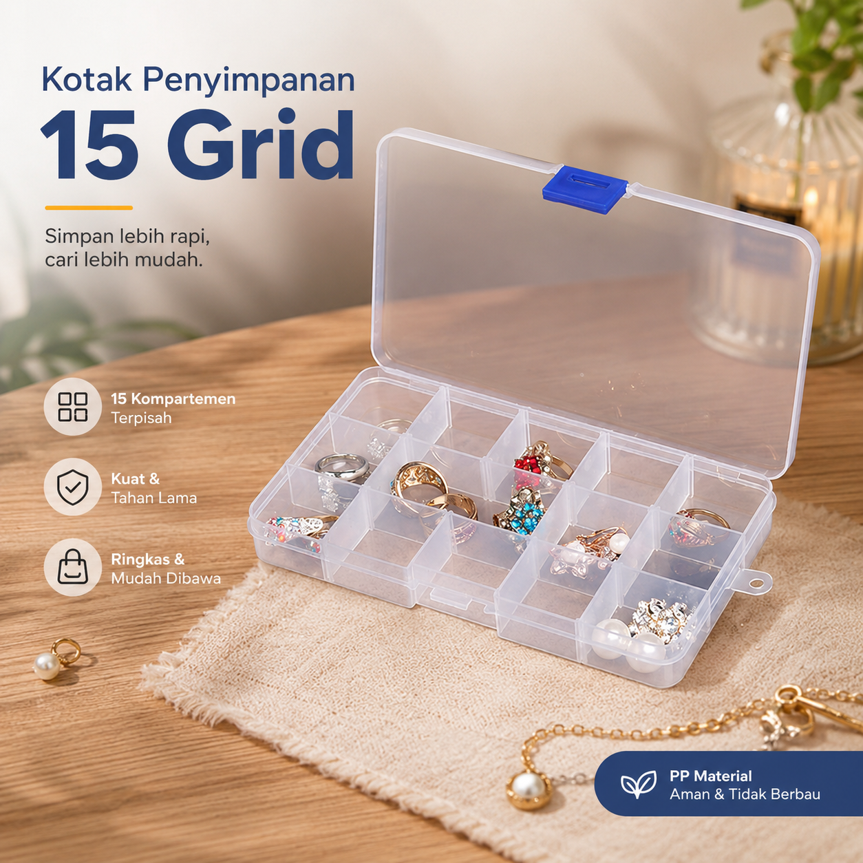 Kotak Penyimpanan Perhiasan Organizer Plastic Jewelry Box - AL85