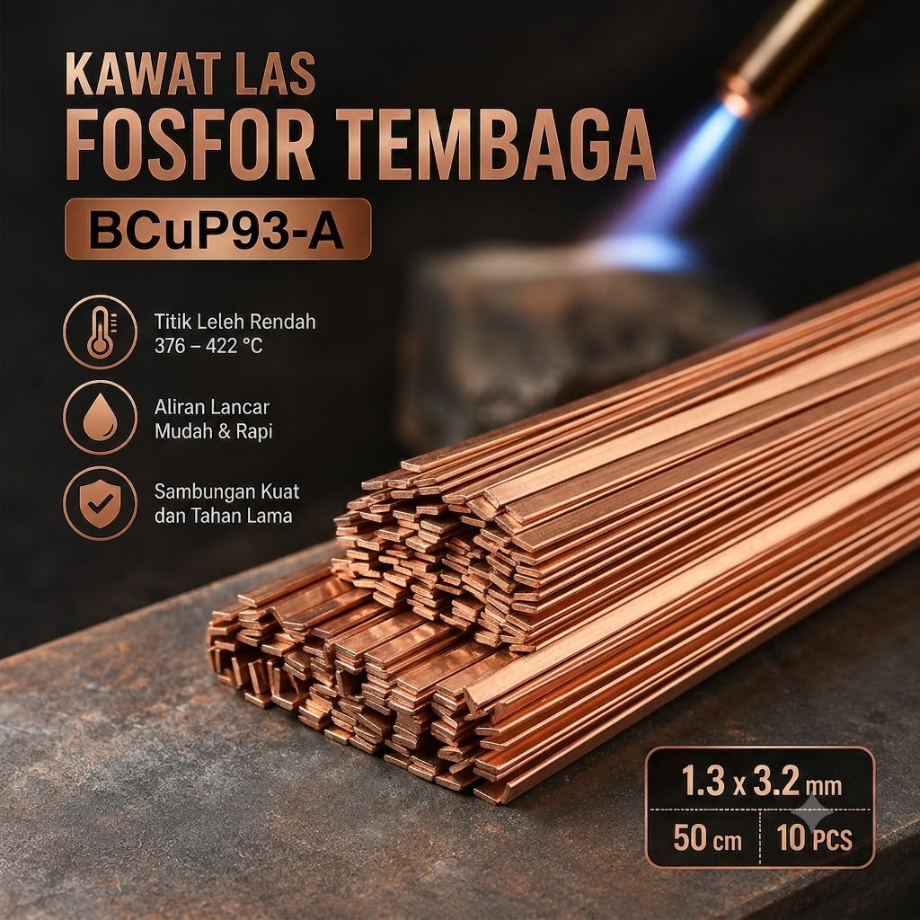 Genic Kawat Las Welding Rod Fosfor Tembaga Flat 1.3x3.2mm 50cm 10 PCS - GN2612