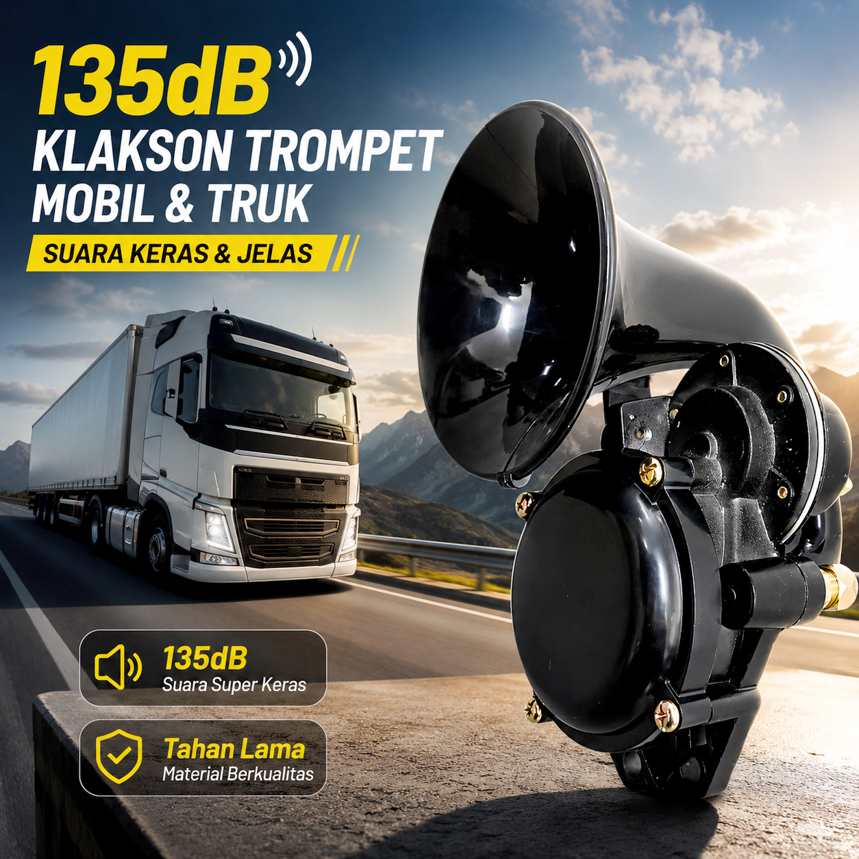 OTOHEROES Klakson Angin Keong Trompet Mobil Truk Loud Air Horn 135dB - DL35