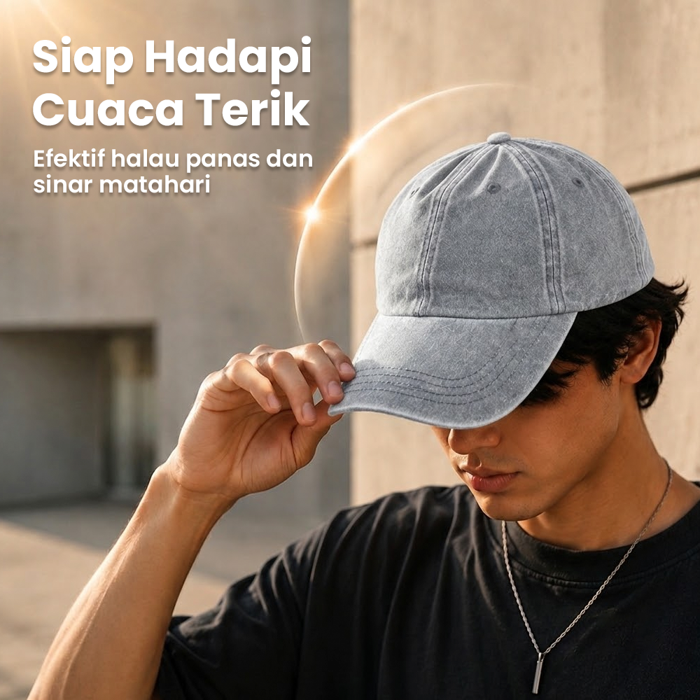 MUJE Topi Baseball Polos Adjustable Breathable Washed Style Katun Cap - F250