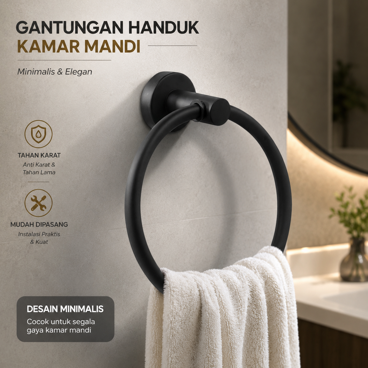 Sunydeal Gantungan Handuk Kamar Mandi Towel Holder Ring - E1913