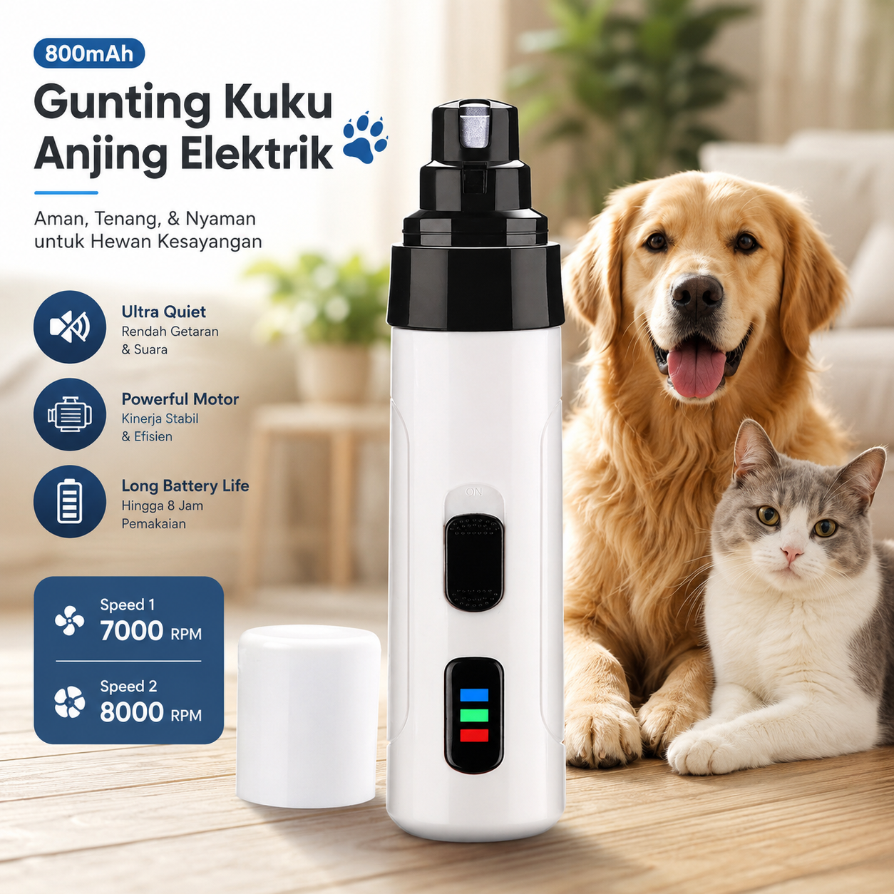 BAORUN Gunting Kuku Anjing Elektrik Charging Pet Nail Grinder Polish - M1