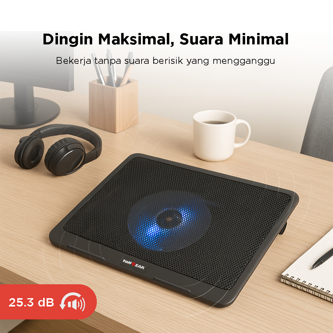TaffGEAR Cooling Pad Laptop Kipas Pendingin Ultra Thin 1 Fan 14 Inch - V19