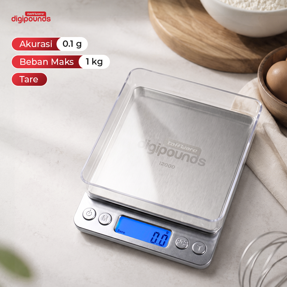Taffware Digipounds Timbangan Dapur Mini Digital Scale 1kg 0.1g - i2000