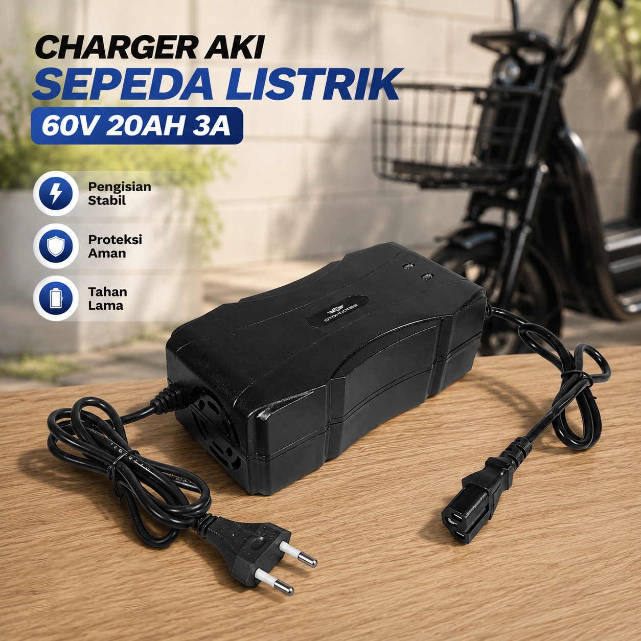 OTOHEROES Charger Aki Sepeda Listrik Battery Charger Portable 60V 2.8A - BEI60