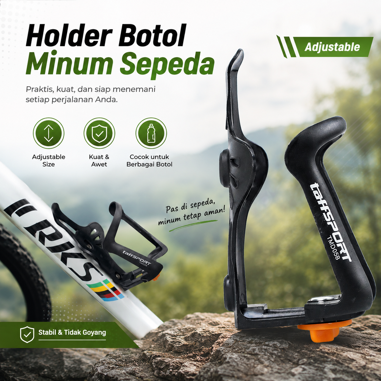 TaffSPORT Holder Botol Minum Sepeda Bottle Cage MTB Adjustable - TMD05B