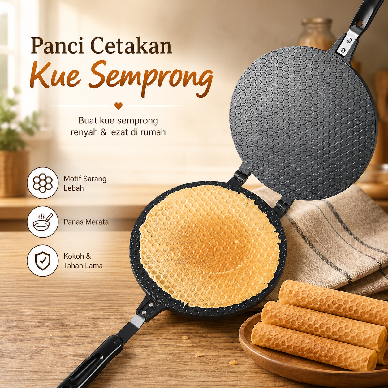 CHANSUNRUN Cetakan Semprong Egg Roll Round Shape Dessert Mold - KJ-059