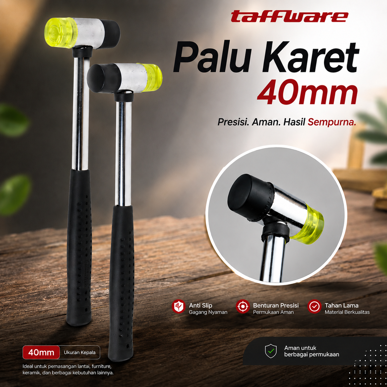 Taffware Palu Karet Mini Double Face Rubber Hammer Mallet - YA-30